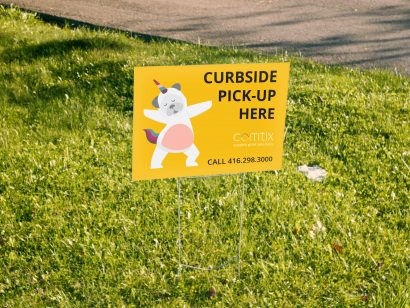 curbside pick-up lawn sign